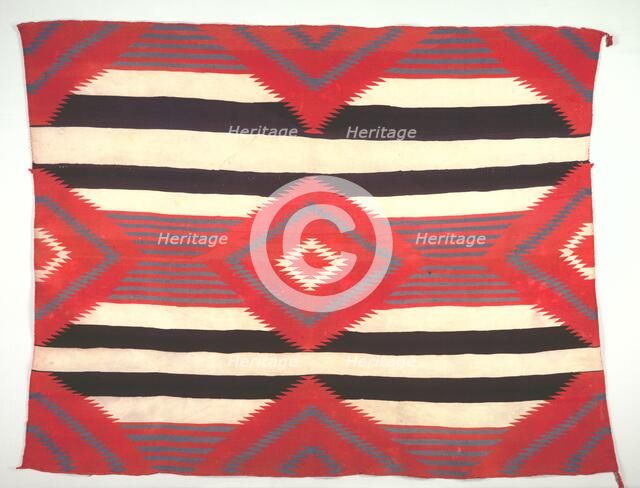 Rug (Third-phase Chief Blanket Style, Germantown Weaving), c. 1890-1910. Creator: Unknown.