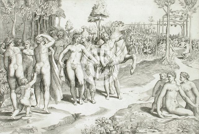 Ruggero in the Garden of Alcina, c1545. Creator: Giulio Bonasone.