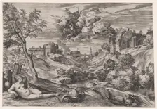 Ruggiero Rescuing Angelica, 1565. Creator: Cornelis Cort