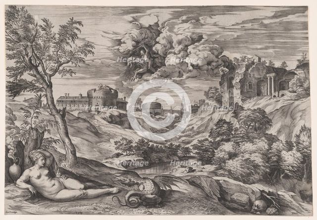 Ruggiero Rescuing Angelica, 1565. Creator: Cornelis Cort.