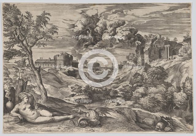 Ruggiero Rescuing Angelica, 1565. Creator: Cornelis Cort.