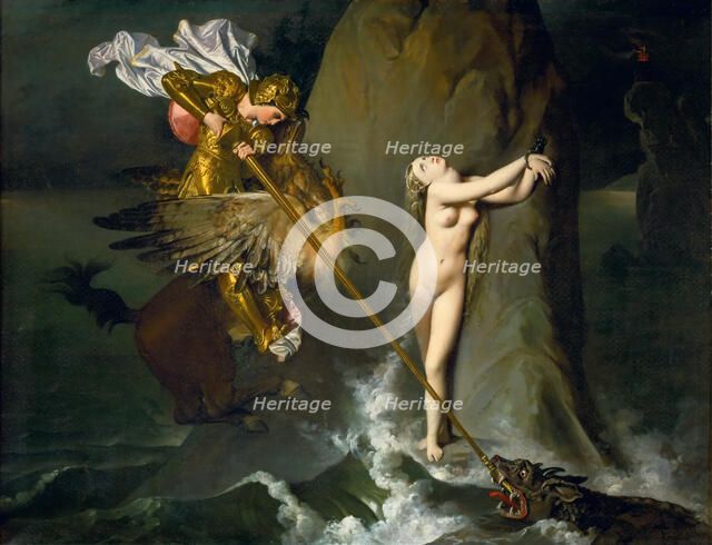 Ruggiero Rescuing Angelica. Artist: Ingres, Jean Auguste Dominique (1780-1867)