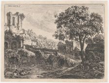Ruin at the Entrance of a Town, 17th century. Creator: Anthonie Waterloo