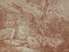 Ruin fragments in dilapidated park. Creator: Hubert Robert