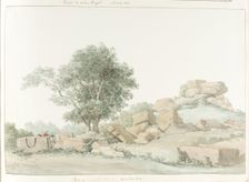 Ruin of Temple of Olympian Zeus in old Agrigento, 1778. Creator: Louis Ducros