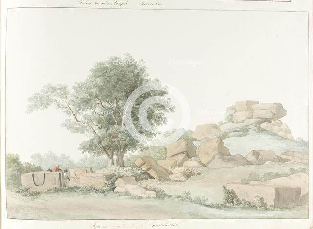 Ruin of Temple of Olympian Zeus in old Agrigento, 1778. Creator: Louis Ducros.