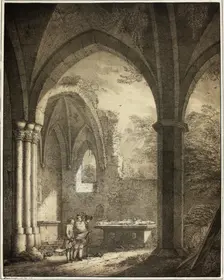 Ruin of the Church of Our Lady with the Tombstones of Genevieve and the Count..., 1821. Creator: Domenico Quaglio II