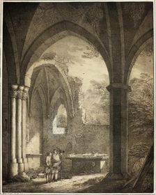 Ruin of the Church of Our Lady with the Tombstones of Genevieve and the Count..., 1821. Creator: Domenico Quaglio II
