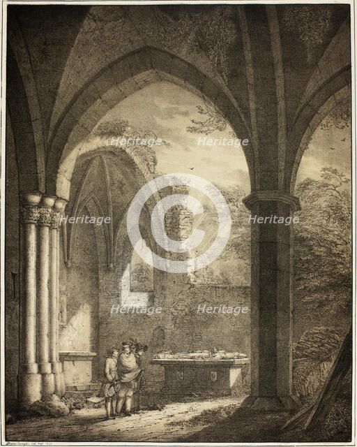 Ruin of the Church of Our Lady with the Tombstones of Genevieve and the Count..., 1821. Creator: Domenico Quaglio II.
