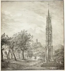 Ruin of Godesberg with the so-called High Cross of the Rhine, 1823. Creator: Domenico Quaglio II
