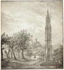 Ruin of Godesberg with the so-called High Cross of the Rhine, 1823. Creator: Domenico Quaglio II