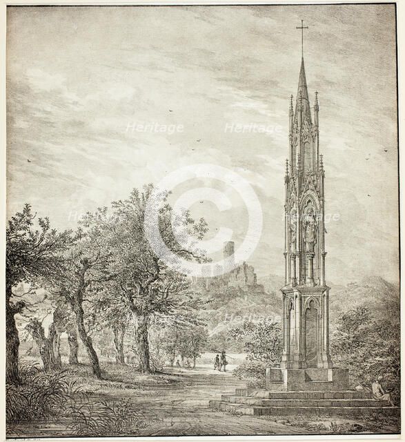 Ruin of Godesberg with the so-called High Cross of the Rhine, 1823. Creator: Domenico Quaglio II.