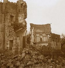 Ruined church, Trésauvaux, northern France, c1914-c1918