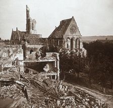 Ruined church, Vauxaillon, northern France, c1914-c1918