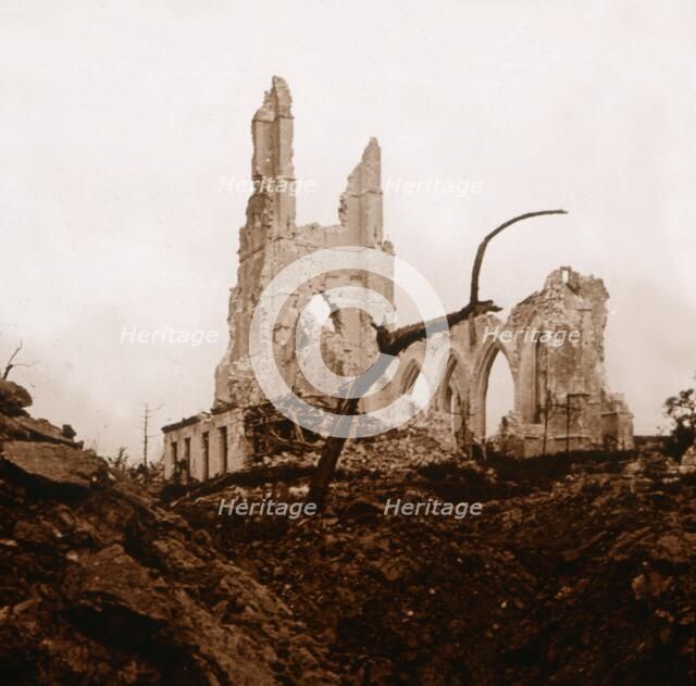 Ruined church, Ablain-Saint-Nazaire, Northern France, c1914-c1918. Artist: Unknown.