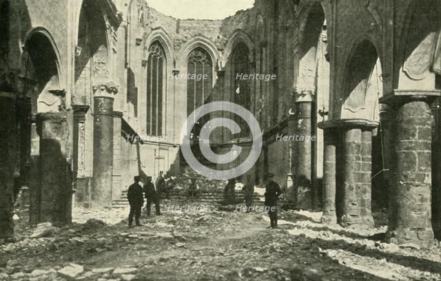 Ruined church at Visé in Belgium, 1914-1918, (c1920). Creator: Underwood & Underwood.