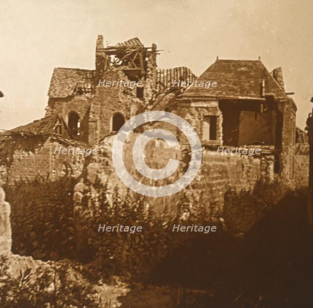 Ruined church, Beaumont-sur-Vesle, northern France, c1914-c1918. Artist: Unknown.