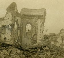 Ruined church, Combles, northern France, c1914-c1918