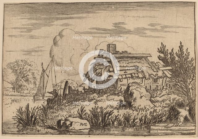 Ruined Cottage, Surrounded by Water, probably c. 1645/1656. Creator: Allart van Everdingen.