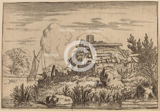 Ruined Cottage, Surrounded by Water, probably c. 1645/1656. Creator: Allart van Everdingen.