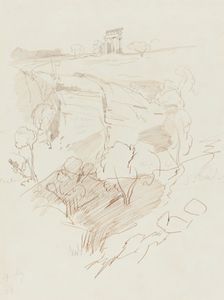 Ruined Temple on a Hill, 1864. Creator: Edward Lear