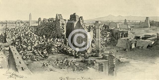 Ruined temples at Karnak, Egypt, 1898. Creator: Christian Wilhelm Allers.