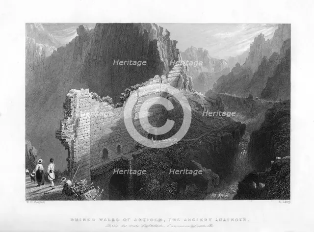 'Ruined Walls of Antioch, the Ancient Anathoth', 1841. Artist: S Lacey