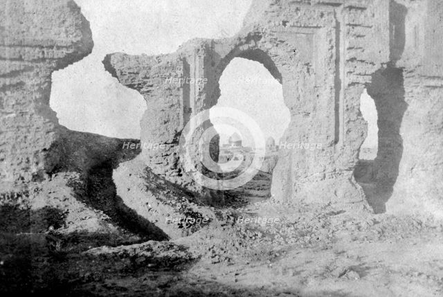 Ruined walls of the Enchanted Garden, just outside Samarra City, Iraq, 1917-1919. Artist: Unknown