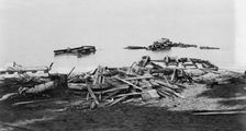 Ruines of life saving station, Pointe aux Barques, Mich., after storm, Nov. 9, 1913, 1913 Nov 9. Creator: Unknown