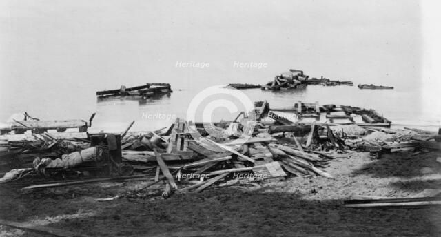 Ruines of life saving station, Pointe aux Barques, Mich., after storm, Nov. 9, 1913, 1913 Nov 9. Creator: Unknown.