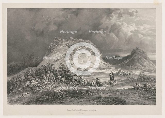 Ruines du Chateau dArtns pres le huelgoet, Bretagne, 1845-1846. Creator: Julien Louis Jacottet (Swiss, 1806-1880).