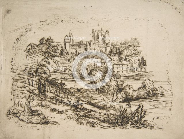 Ruines du Château de Pierrefonds (Ruins of the Château de Pierrefonds, after Viollet-le-Du..., 1858. Creator: Charles Meryon.