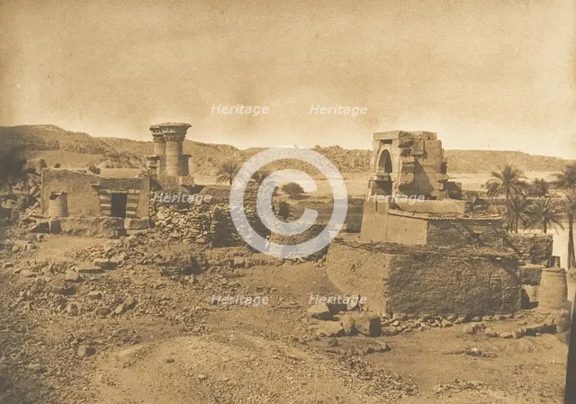 Ruines et Village de Begueh, petite ile à l'Ouest de Philae, April 11, 1850. Creator: Maxime du Camp.