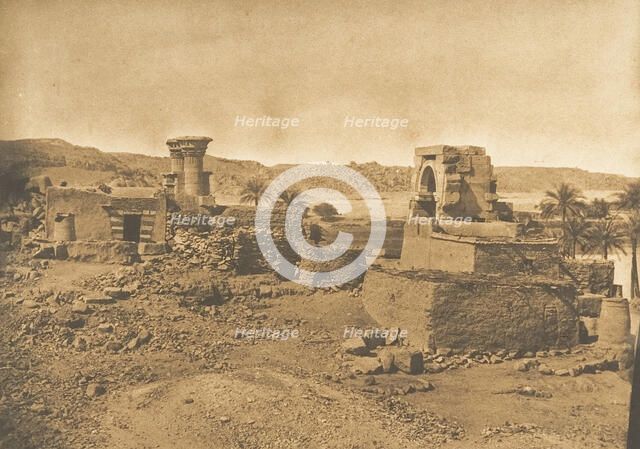 Ruines et Village de Begueh, petite ile à l'Ouest de Philae, April 11, 1850. Creator: Maxime du Camp.