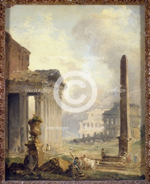 Ruines romaines, le Forum avec le Colisée et l'Obélisque, c1765. Creator: Hubert Robert.