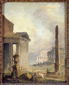 Ruines romaines, le Forum avec le Colisée et l'Obélisque, c1765. Creator: Hubert Robert