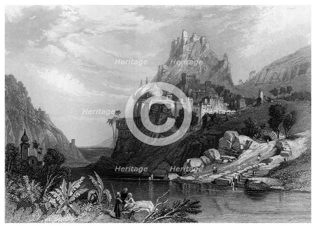 'Ruins at Ettaia, Said to Have Been Caused by the Combat Between Krishna and Kali'.Artist: Finden