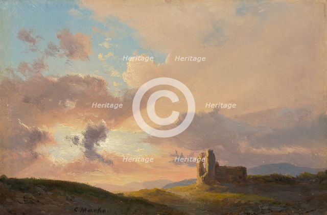 Ruins at sunset, 1835-1850. Creator: Karol Marko.