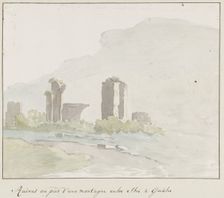 Ruins at the foot of a mountain between Itri and Gaeta, 1778. Creator: Louis Ducros