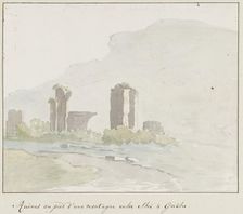 Ruins at the foot of a mountain between Itri and Gaeta, 1778. Creator: Louis Ducros