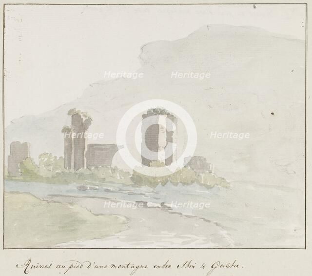 Ruins at the foot of a mountain between Itri and Gaeta, 1778. Creator: Louis Ducros.