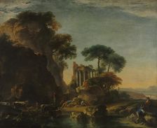Ruins in a Rocky Landscape, c. 1640. Creator: Salvator Rosa (Italian, 1615-1673)