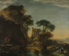 Ruins in a Rocky Landscape, c. 1640. Creator: Salvator Rosa (Italian, 1615-1673)