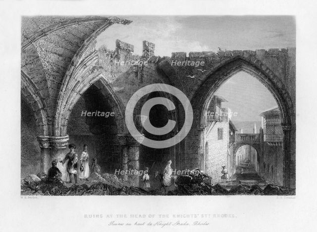 Ruins in Rhodes, Greece, 1841.Artist: EG Treacher