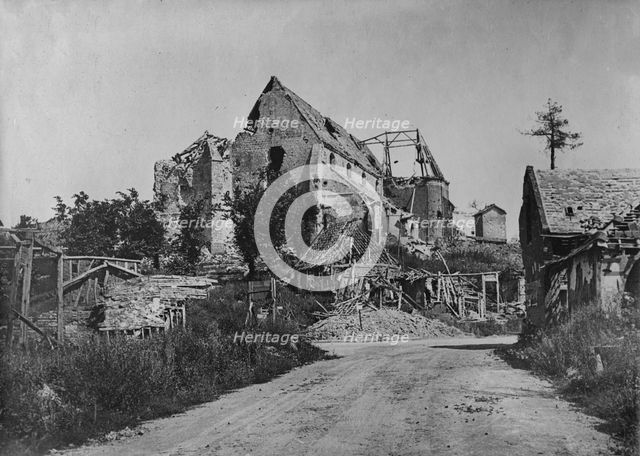 Ruins in the Somme, 3 Aug 1918. Creator: Bain News Service.