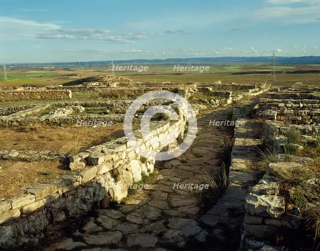 Ruins, Iberian-Roman settlement of Cabezo de Alcala, Province of Teruel, Aragon, Spain, 2001. Creator: LTL.