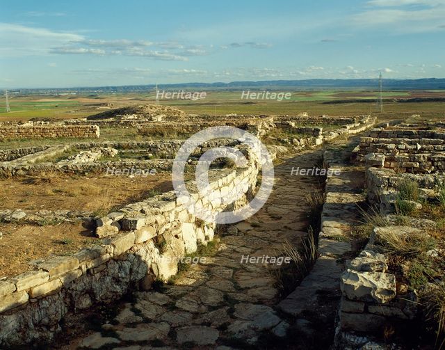 Ruins, Iberian-Roman settlement of Cabezo de Alcala, Province of Teruel, Aragon, Spain, 2001. Creator: LTL.