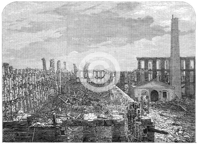 Ruins of Colonel Colt’s patent firearms factory at Hartford, Connecticut,...destroyed by fire, 1864. Creator: Unknown.