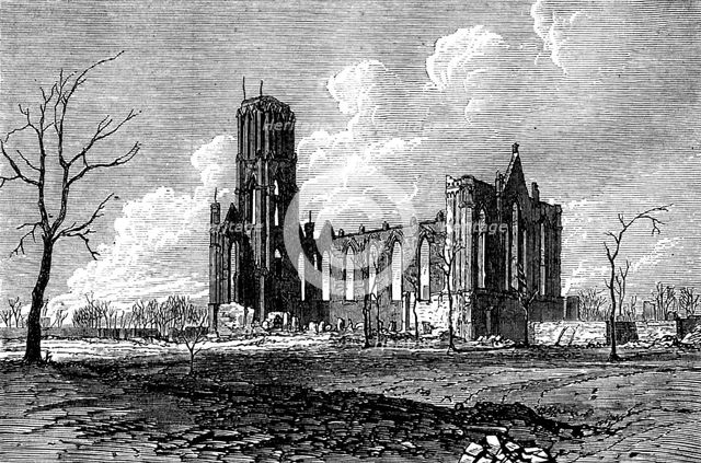 Ruins of Chicago after the Fire: Catholic College, 1871. Creator: Unknown.