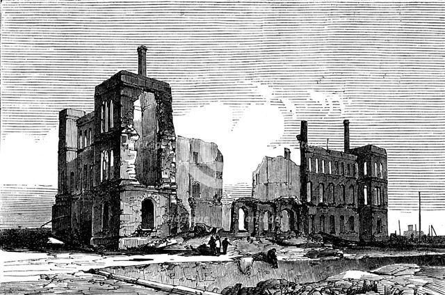 Ruins of Chicago after the Fire: Michigan Railway Southern Depot, 1871. Creator: Unknown.